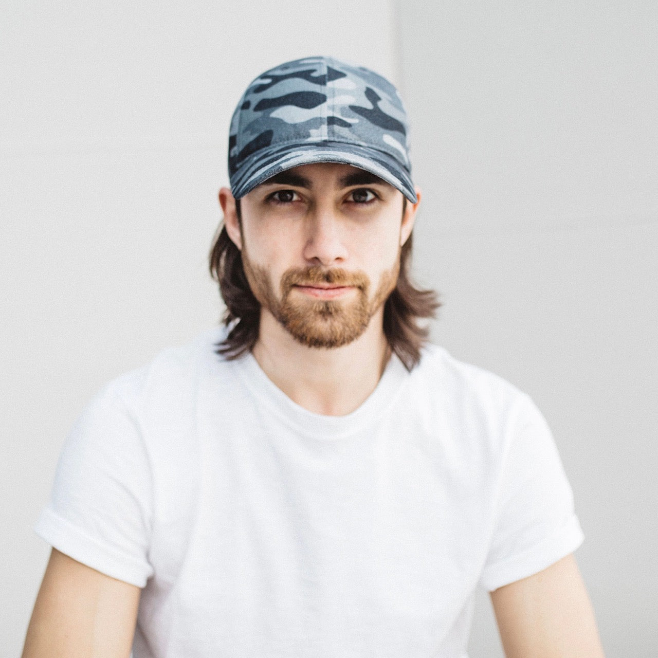Stealth Black Camo Uncle Garment Washed Baseball Cap Front View