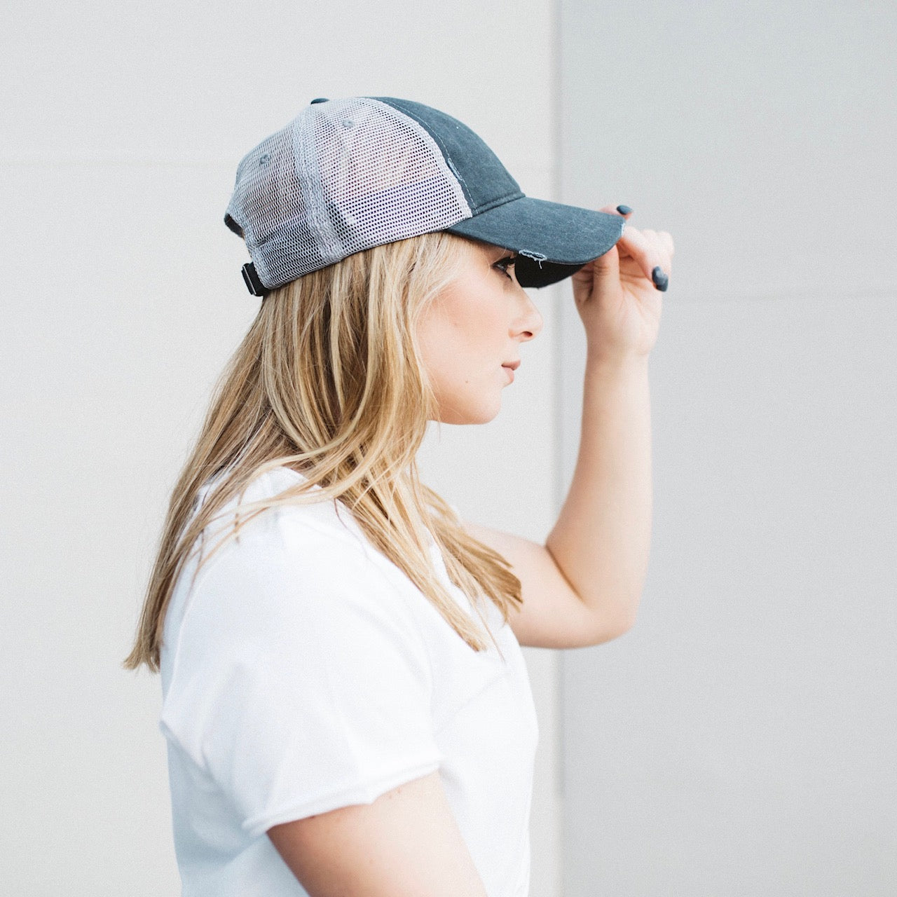 Jetwash Black Johnnie Distressed Meshback Trucker Hat Side View