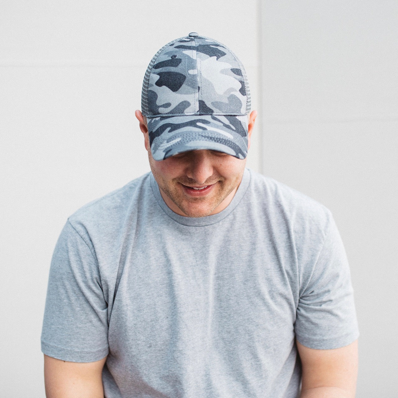 Stealth Gray Mike Meshback Trucker Hat Top View