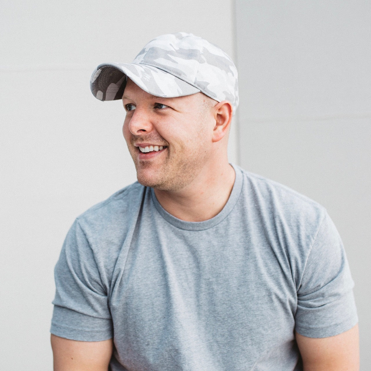 Dune Tan Camo George Distressed Dad Cap Hat Side View