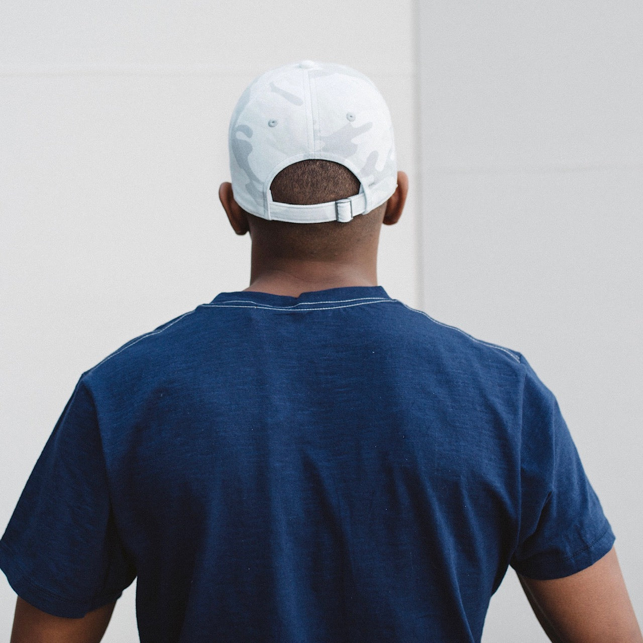 Arctic White Camo Uncle Garment Washed Baseball Cap Back View