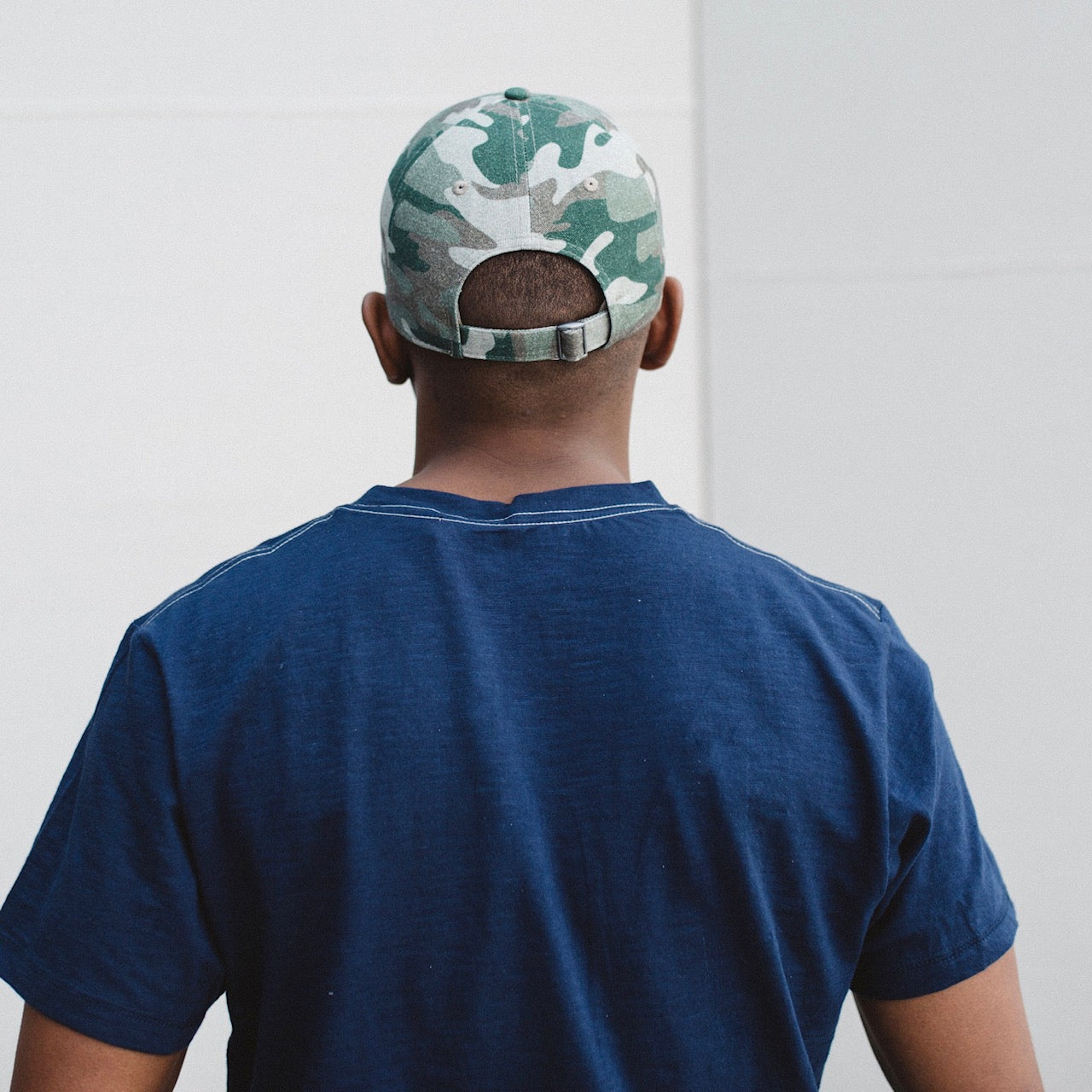 Woody Green Camo George Distressed Dad Cap back view