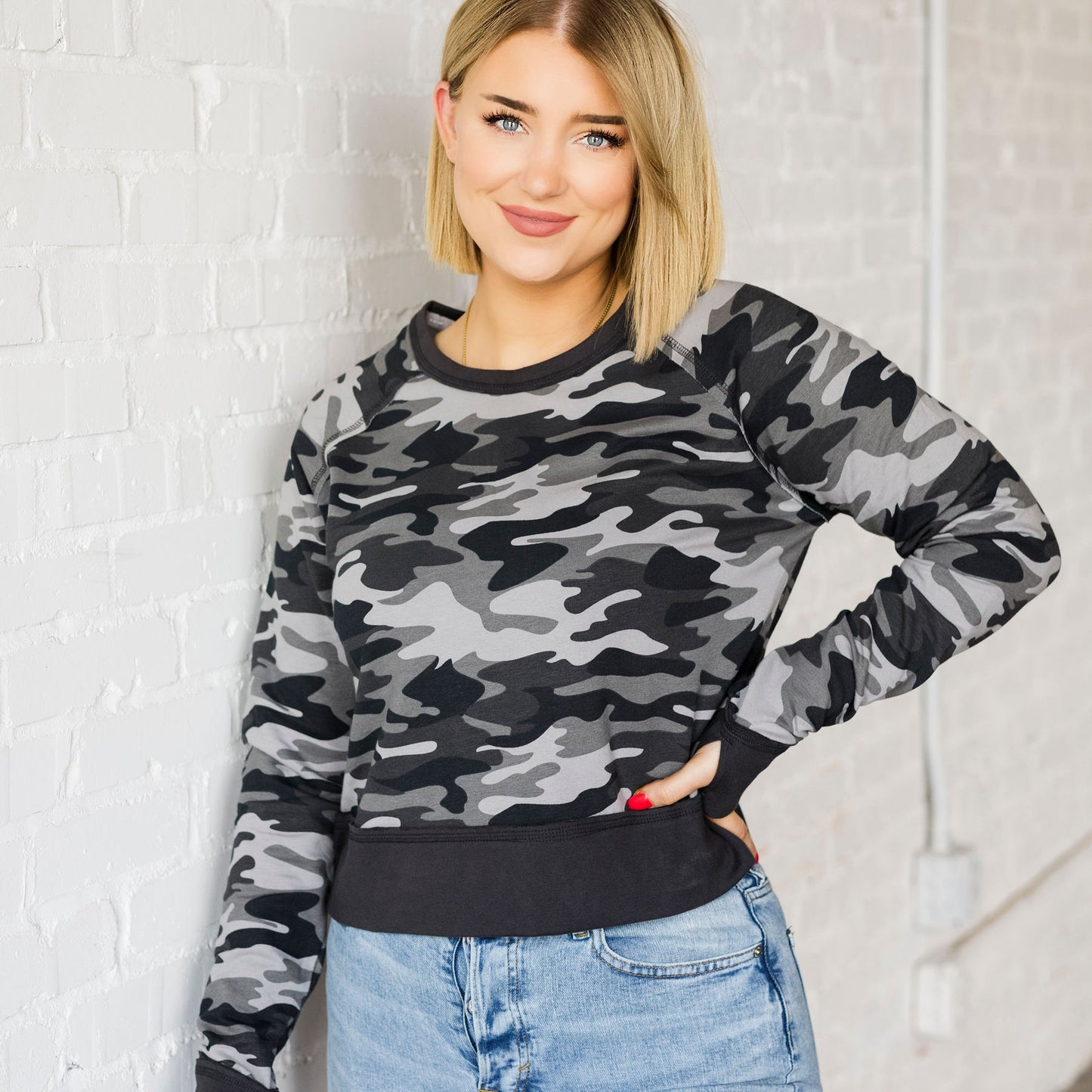 Camo Charlie Crop Sweatshirt