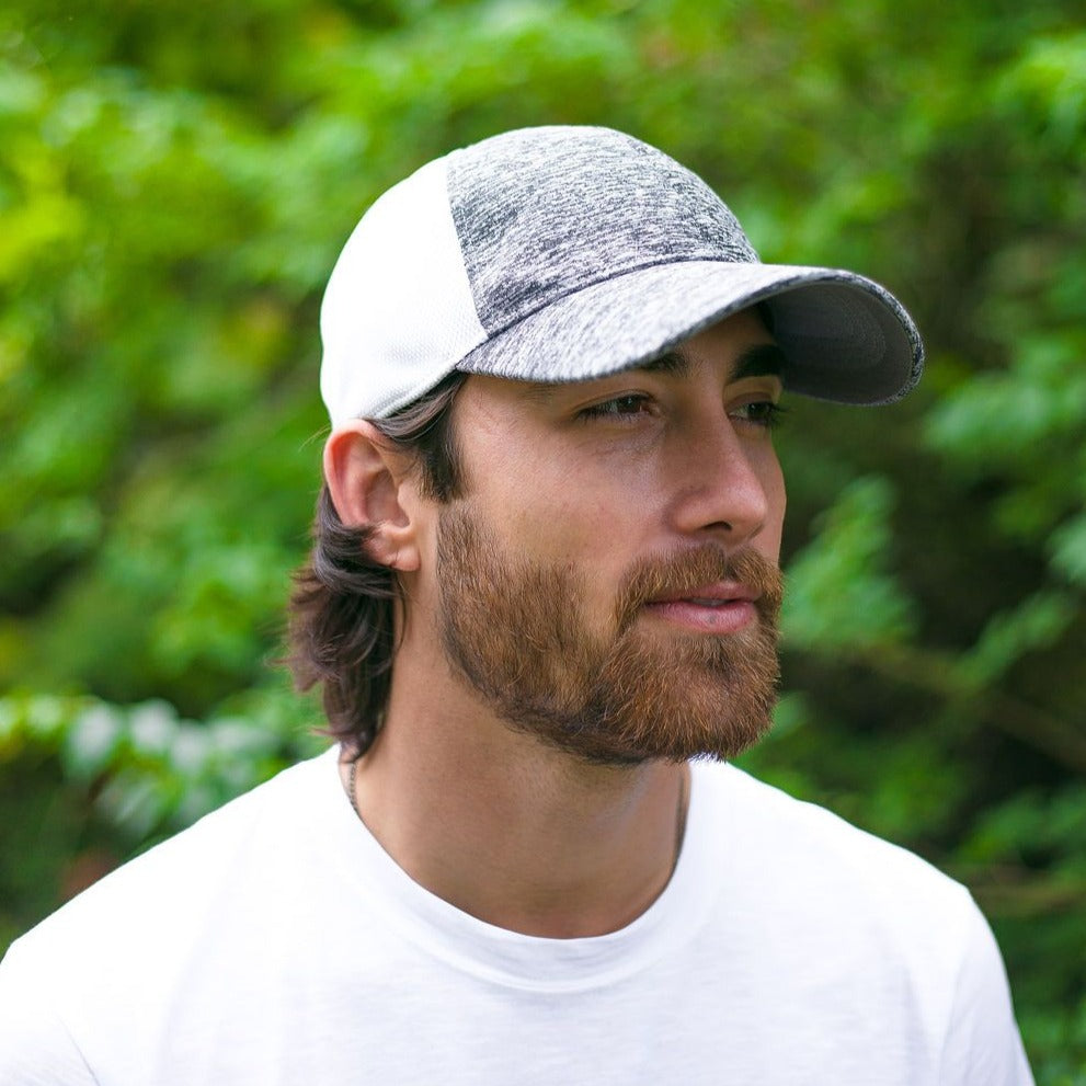 Jetwash Gray Roger Space Dye Flex Fit Baseball Cap side view