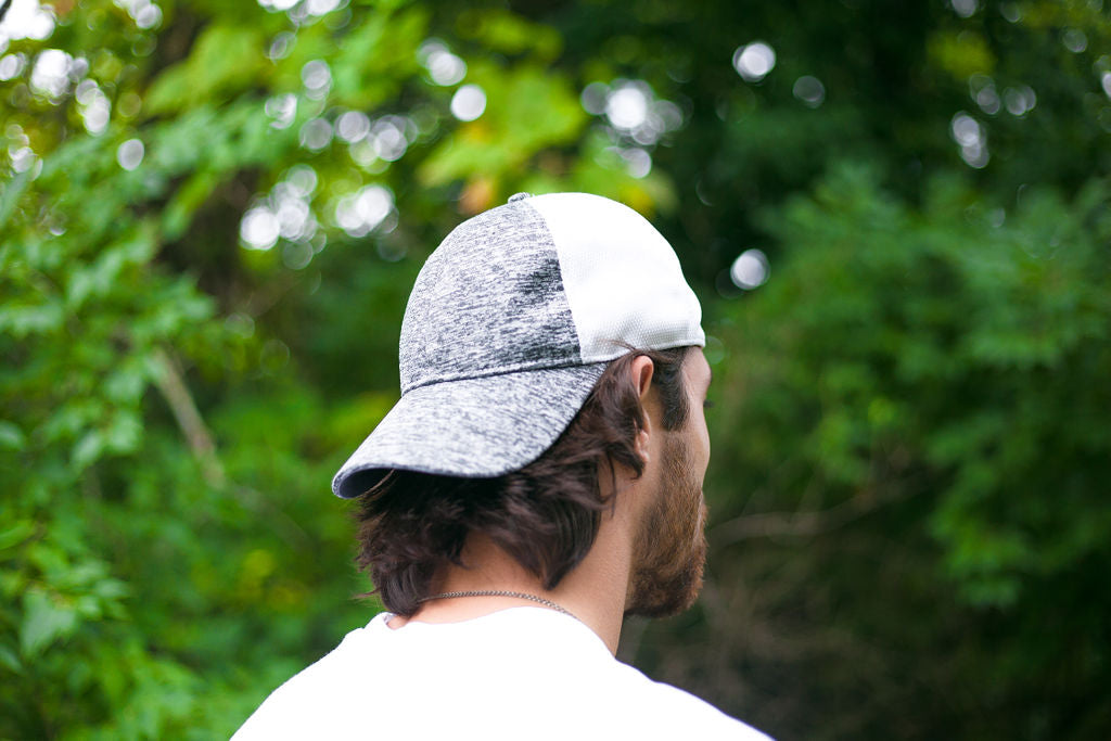 Jetwash Gray Roger Space Dye Flex Fit Baseball Cap Backwards