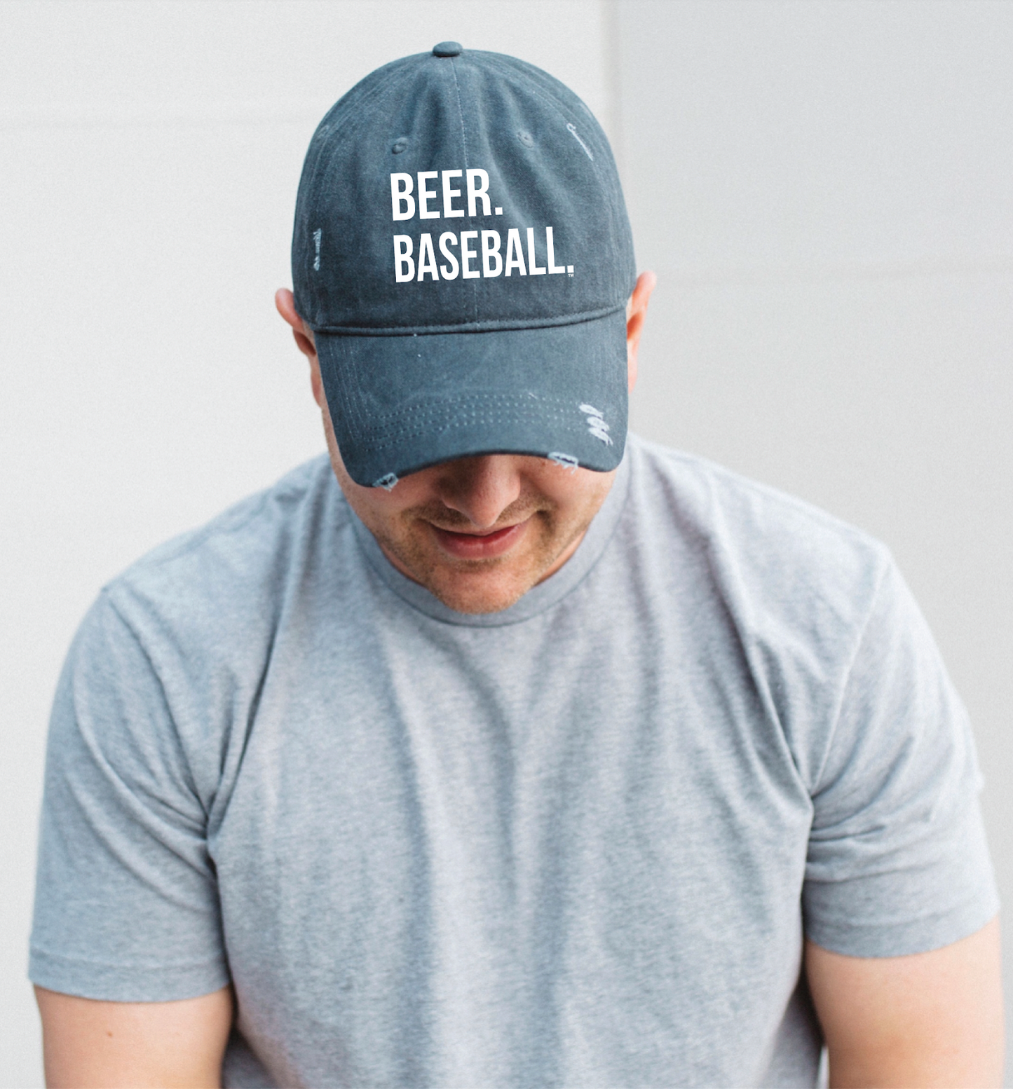 BEER. BASEBALL. distressed cap