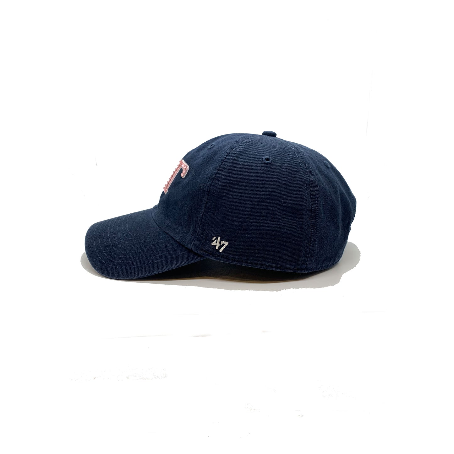 Delta Gamma Navy '47 Brand hat with pink crystal side view