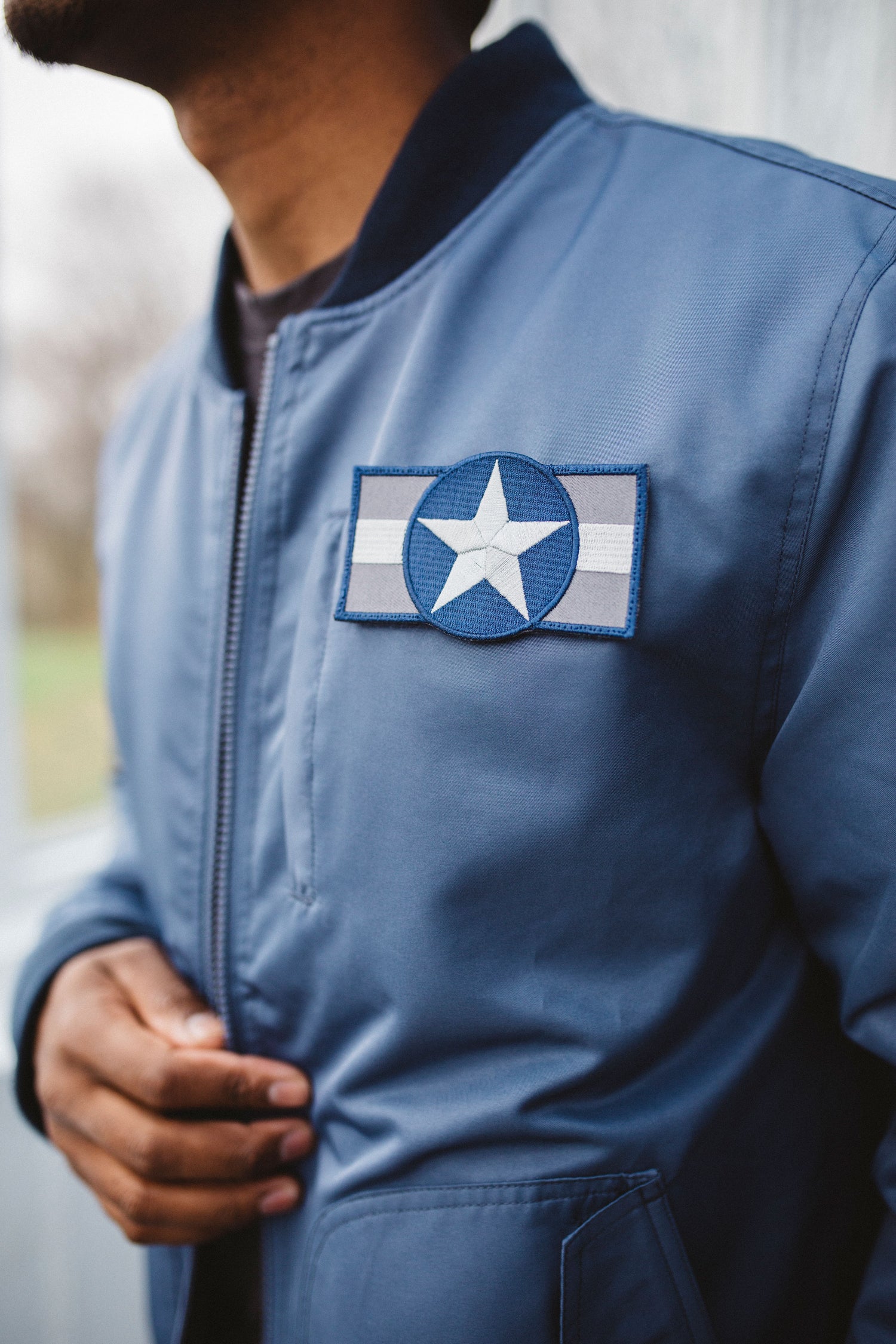 Bitching Betty Bomber Jacket Blue Rondel patch detail