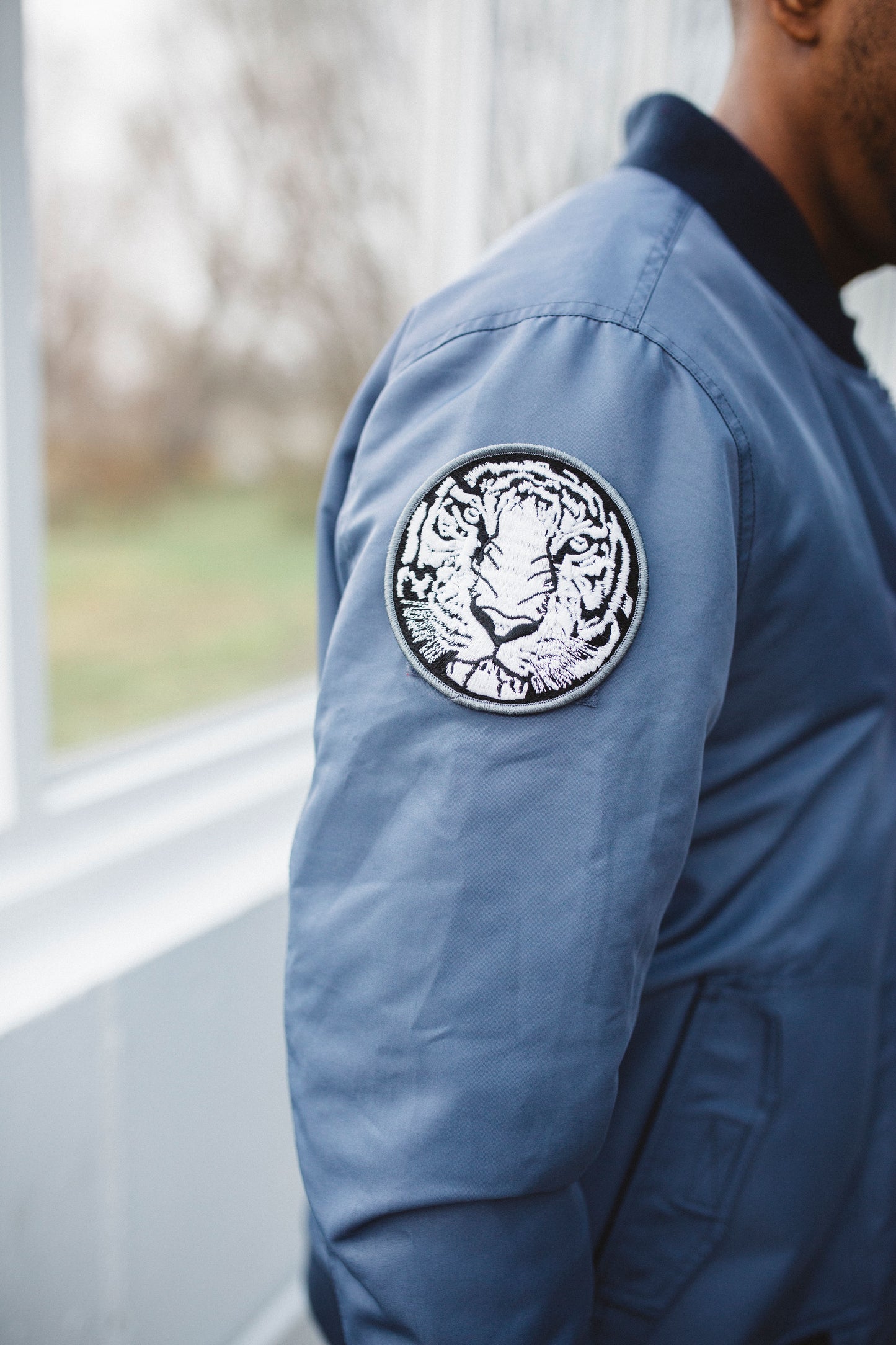 Bitching Betty Bomber Jacket White tiger patch detail