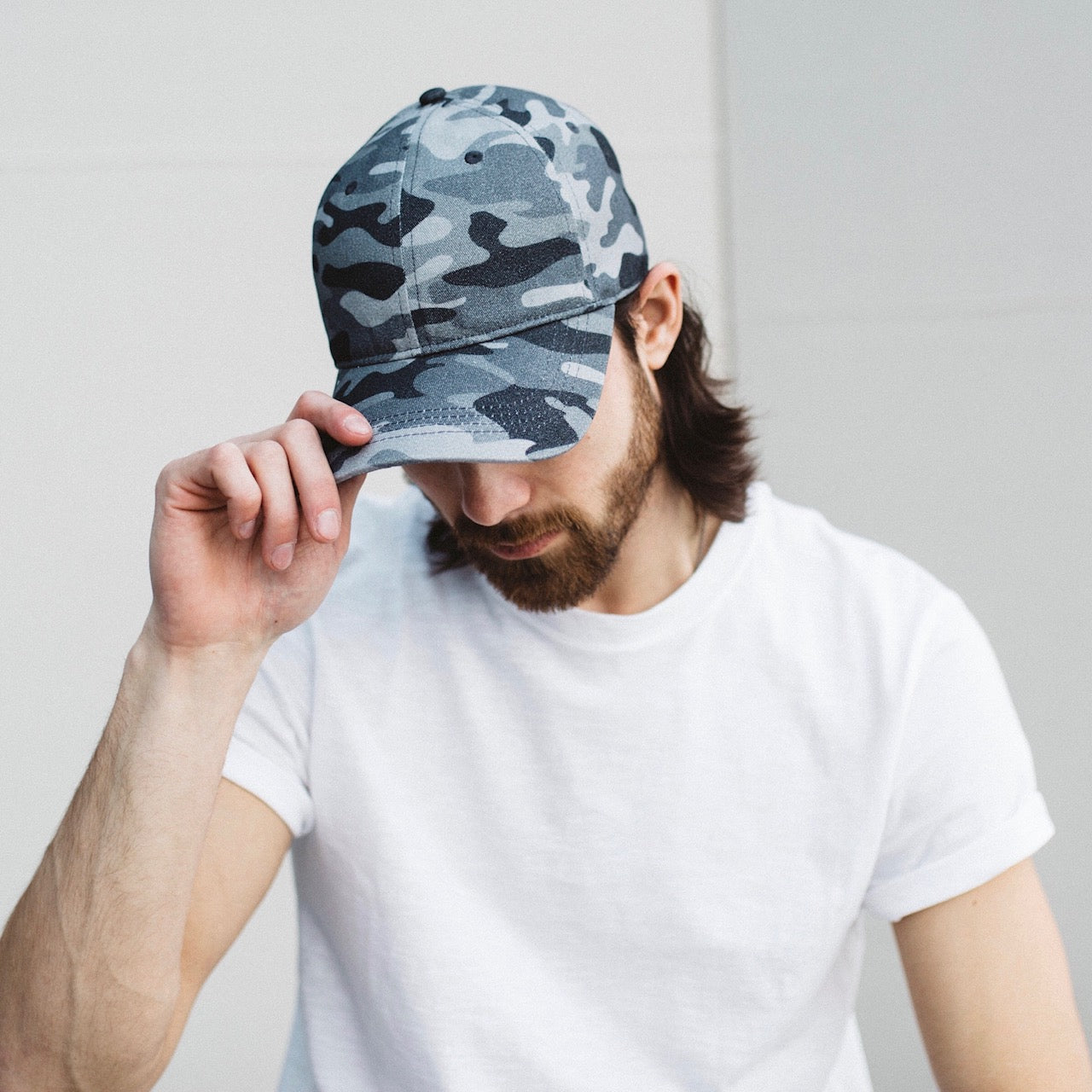 Stealth Black Camo Uncle Garment Washed Baseball Cap Side View
