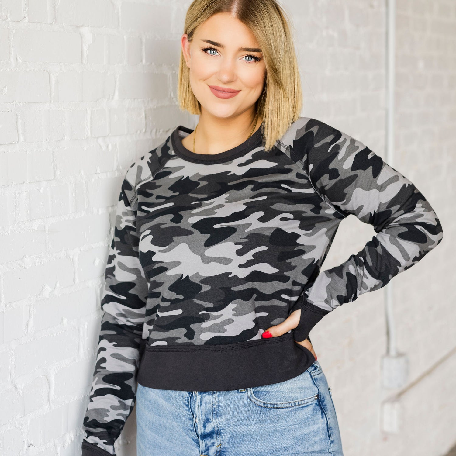 Camo Charlie Crop Sweatshirt