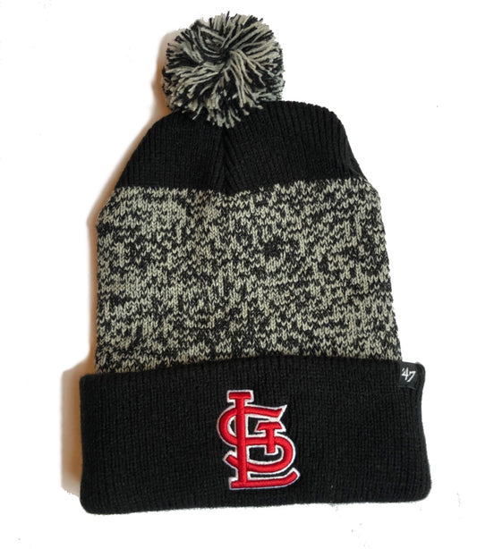 Cardinals Pom hat knit cap beanie St. Louis stl black white