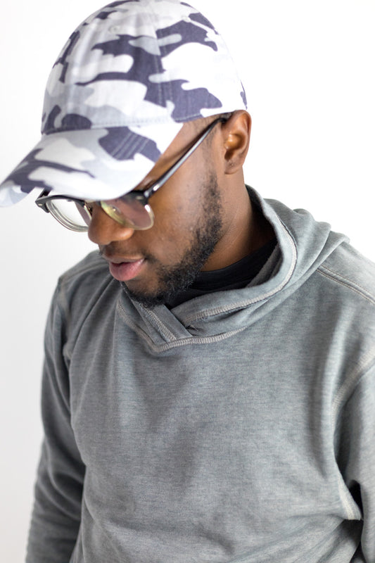 Lizard Gray Camo Garment Washed Baseball Cap Side View