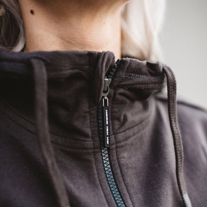 scuba neck yankee zip hoodie french terry premium blanks charcoal