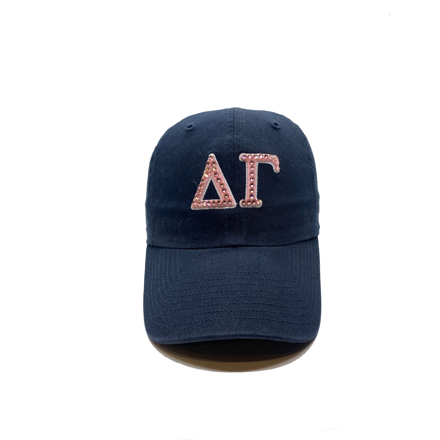 Delta Gamma Navy '47 Brand hat with pink crystal front view